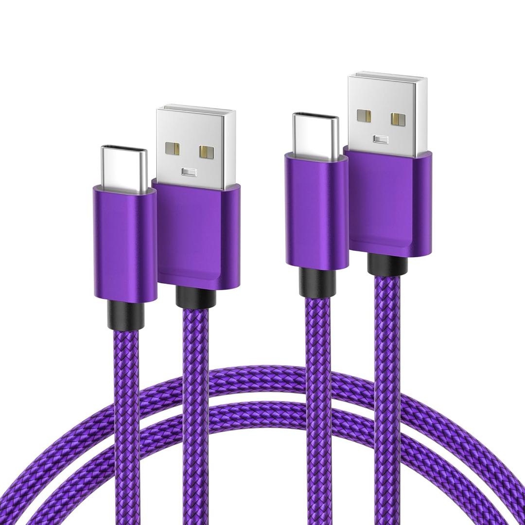 Basesailor for iPhone 17 16 Pro Max Charger Cord,USB to USB C Cable,Type C Charging Power Cord for Apple 17e 15 iPad 10 Air 4 5,Samsung Galaxy S26 S25 S24 S23,Purple,2Pack 10FT(3M)