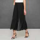 Alex Evenings Womens Wide Leg Chiffon Dress Pant for Mother of The Bride, Elegant Party Outfit (Petite and Regular Sizes) (Large, Black Mesh Cropped)