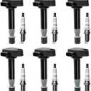Ignition Coil & Spark Plugs Set of 6 Compatible with Honda Accord Odyssey Acura CL RL TL 3.0L 3.5L 3.7L V6 Replaces# UF242, 30520P8EA01