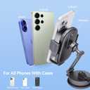 Universal Vacuum Phone Holders for Your Car [360 Rotation Metal Holder] Upgraded Suction Cup Phone Mount for Car/Tesla/Mirror/Wall, Foldable Tesla Phone Mount for All Phones and Thick Cases