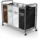 ROMOON Laundry Hamper Sorter Cart with 4 Sections, Lockable Wheels and Removable Heavy-Duty Bags  172L Rolling Laundry Room Basket Organizer for Dirty Clothes (Multicolor)