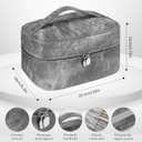 Makeup Bag, Portable Cosmetic Bag, Large Capacity Travel Makeup Case Organizer,Stylish Denim-Look Toiletry Bag for Women Girls With Handle and Removable Pouch (Grey)
