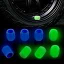 Tire Valve Stem Caps, 8PCS Fluorescent Glow in The Dark Air Valve Cap, Universal Decoration Accessories Cool Car Present for Car SUV Truck Motorcycles Bicycle (Blue/Green)