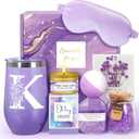 Birthday Gifts for Women, Self Care Gifts for Women, Spa Gifts Basket for Women, 20oz Initial Tumbler w/Straw Lid, Personalized Monogrammed Gifts for Women Mom Her Best Friends Sister Wife, K