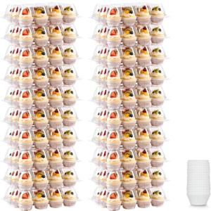 Dayacoco 12 Count Cupcake Containers, 20 Pack Stackable Cupcake Carrier with 250 Pack Cupcake Liners, Plastic Cupcake Boxes Holders, Clear Cupcake Disposable Trays for Baking, Parties, Gifting