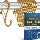 10-Pack Metal S Hooks for Hanging  Heavy-Duty S-Shaped Hooks with Safety Buckle  Fits Bars up to 0.6 In  Anti-Drop Hook for Kitchen, Pot Racks & Towel Bars  Gold (Small)