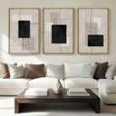 ANHUIB Modern Abstract Wall Art Canvas,Neutral Abstract Wall Art Framed,Contemporary Minimalist Prints,Geometric Line Artwork,3 Piece 16 * 24IN Mid Century Painting for Living Room Bedroom Office