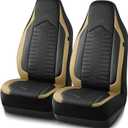 Skechers Memory Foam Car Seat Covers, Leather High Back Seat Covers Quilting Design,Waterproof Sports Car Seat Covers Front Seats,Airbag Compatible, Universal Fit for Most Cars, SUVs,Trucks,Beige