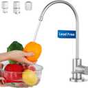 KES NSF Certified All Metal Drinking RO Water Faucet, Lead-Free 18/8 Stainless Steel Reverse Osmosis Faucet for Kitchen Sink, Water Filter Faucet Fits Most RO Water Filtration System, Brushed Finish