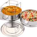 Aozita Stackable Steamer Insert Pans with Sling for Instant Pot Accessories 6/8 qt - Pot in Pot, Baking, Casseroles, Lasagna Pans, Food Steamer for Pressure Cooker, Upgrade Interchangeable Lids