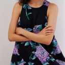 SKIKYAN Women Summer Cotton Mini Dress Floral Print Tank Dress Blackless Sleeveless Casual Sundress with Pockets (Purple, XL)