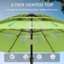 10ft Patio Umbrella, 3 Tier Outdoor Market Table Umbrellas with 8 Fiberglass Ribs and Push Button Tilt, Windproof, Vented Canopy, UV Protection for Deck, Pool, Backyard