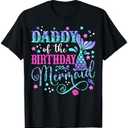 Daddy Of The Birthday Mermaid Girl Bday Party Squad Family T-Shirt, Size: L