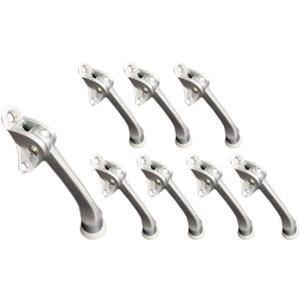 QCAA Heavy Duty Kickdown Door Stopper, 4", Zinc Die Cast, Satin Chrome, 8 Pack, Made in Taiwan