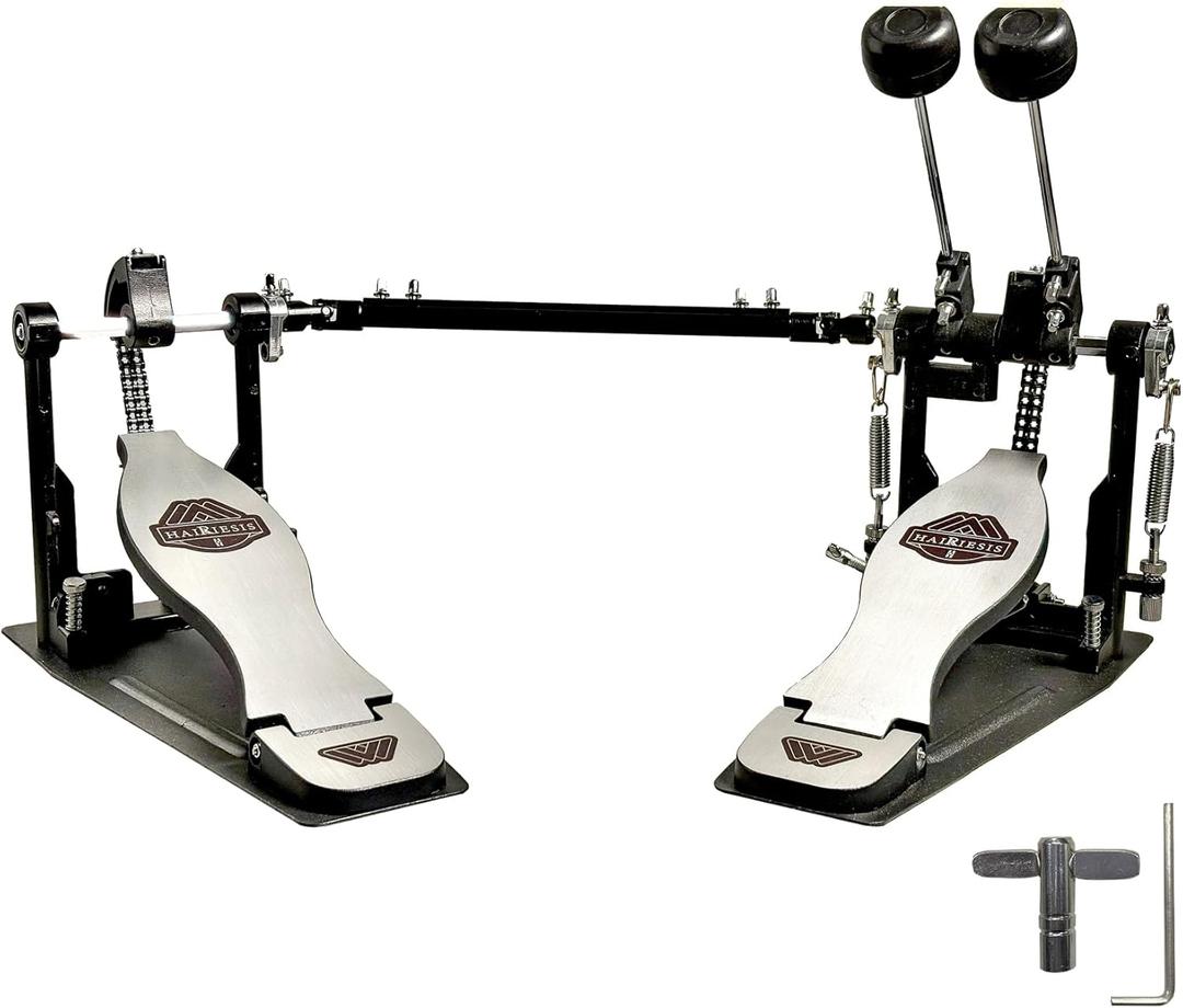 Double Bass Drum Pedal with Adjustable Beater Head,Double Bass Pedal,Double Chain Kick Drum Pedal for Drum Set and Electronic Drums