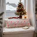 Mancheng-zi Coquette Red Bow Christmas 20x54 Body Pillow Cover Pillowcase with Zipper, Preppy Girly Christmas Decor, Retro Xmas Candy Cane Bow Trellis Decorative Long Hug Pillow Cases for Bed Couch