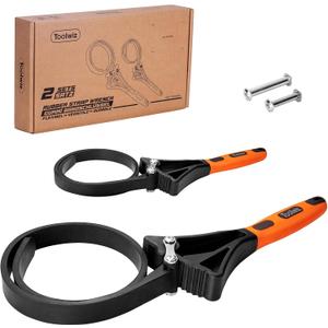 Toolwiz Rubber Strap Wrench Set, 2pcs Oil Filter Wrench With Large Diameter 6" and 4", Universal Adjustable Rubber Belt for Pipe Plumbers, Oil Filter, Jar Opener for Weak Hands (Orange)