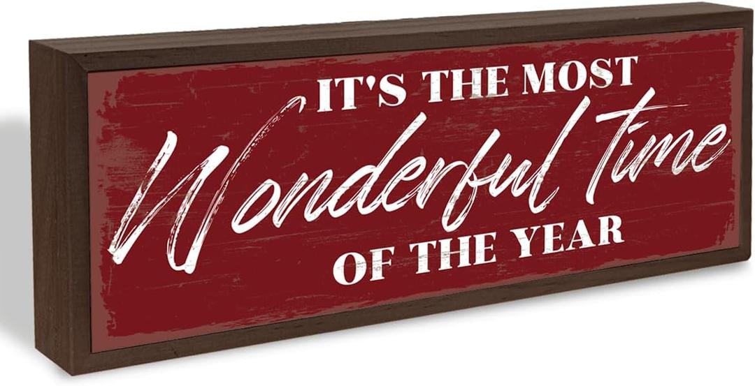 Festive Decor, It's the Most Wonderful Time of the Year, Happy Holiday Decor, Home Decors for Front Door Porch Living Room, New Year Gift, Christmas Gift, Rustic Wooden Box Sign, 9.5x3.1 inches