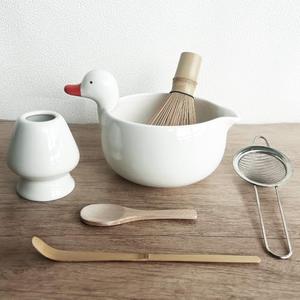 Matcha Whisk Set, Matcha Set with Cute Duck Inspired Matcha Bowl with Spout & Handle, Bamboo Whisk (Chasen), Holder, Scoop, Sifter, Complete Matcha Kit for Latte, Gifts