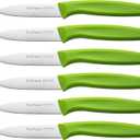 Paring Knife Fruit Knife Set (6 Pieces), Ultra Sharp Stainless Steel Vegetable and Fruit Knife with PP Plastic Ergonomic Handle for Cutting Fruits and Vegetables,Green