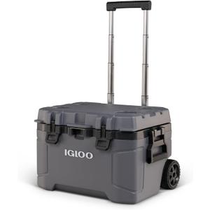 Igloo Trailmate 52Qt Wheeled Cooler, Insulated Hard Shell Ice Chest, Carbonite