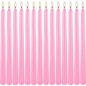 Howemon 14 Pack Pink Taper Candles 12 Inch Tall 3/4 Inch Thick Burn 10 Hours