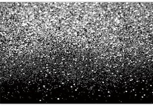 Canessioa Black and Silver Backdrop Masquerade Party Decorations 10x8ft (300x240cm) Banner Silver Glitter Background Wedding Party Decoration Photo Prop Vinyl Photography Supplies