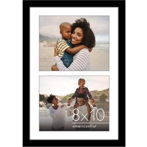Americanflat 8x10 Double Picture Frame with Shatter-Resistant Glass - Fits Two 8x10 Photos or use as One 12x18 Poster Frame - Signature Collection - Collage Frames for Wall Display - Black