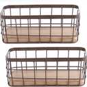 Dicunoy Set of 2 Small Wire Baskets, Narrow Rustic Storage Bin for Bathroom Counter, Farmhouse RectangleOrganizer Tray for Kitchen Countertop, Pantry, RV, School Classrooms, Office Decorative