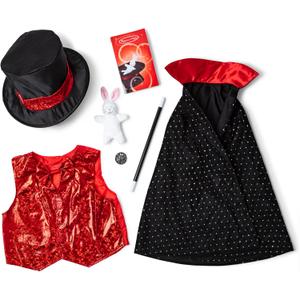 Melissa & Doug Magician Costume Role Play Set - Includes Hat, Cape, Wand, Magic Tricks