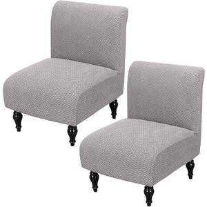 FUANGUI Armless Accent Chair Cover Slipcover, Stretch Spandex Chair Covers for Living Room Removable Washable for Armless Chair Furniture Protector (2Pcs, A9)