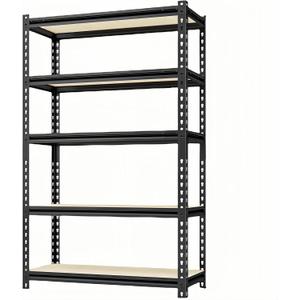 Storage Shelves Garage Shelving Heavy Duty 5 Tier Metal Shelving Units for Storage Adjustable Utility Shelf Rack for Kitchen Warehouse Basement 35" W x 15.8" D x 72" H, Black