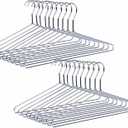 Amber Home 30 Pack Heavy Duty Metal Coat Hangers, 17" Stainless Steel Shirt Hangers with Smooth Chrome, Silver Metal Wire Hanger for Closet Organization, Suit & Pants