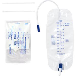 Urinary Drainage Bag 1000ml Catheter Leg Bag, 10 Pack Catheter Leg Bags for Men, Catheter Bags with Anti-Reflux Valve, Adjustable Cloth Straps, Easy Drainage Flip Design