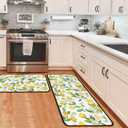 Lemon Kitchen Rugs and Mats Non Skid Washable Absorbent Microfiber Kitchen Mat for Floor, Kitchen Mat Set of 2 Lemon Kitchen Decor Stain Resistant 17"x47"+17"x30"