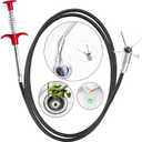 76Inch Drain Snake with 4 Claws, Flexible Hair Drain Clog Remover Tool, Plumbing Snake Drain Auger for Sink, Shower, Toilet, Bathtub, Drain Grabber Tool for Pipe Unclogging