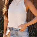 SySea Womens Summer Loose Knit Shirts Sleeveless Halter Neck Sweater Tank Tops (Beige, L)
