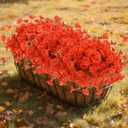 Geegoods Artificial Fall Flowers Outdoor  16 Bundles Morning Glory with Eucalyptus, UV Resistant Faux Plants for Porch, Patio, Front Door & Garden Planter Boxes | Lifelike Autumn Decoration (Orange)