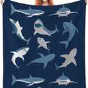 Shark Throw Blanket for Couch Soft Warm Lightweight Cozy Blankets & Throws for Living Room Decor Shark Gifts for Teens Boys 60"x50"