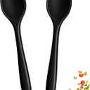 2 Pcs Mini Silicone Spoons,8 Inch small Mixing Spoons for cooking,Heat Resistant for Kitchen Cooking Baking Stirring Mixing Tools (Black A)