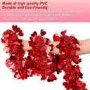 50 Ft Valentines Day Garland Decor Red Heart Tinsel Garlands Valentines Day Decorations Metallic Twist Shiny Hanging Garland for Tree Mantle Classroom Home Indoor Wedding Party Supplies Romantic Decor