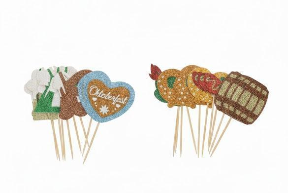 Wheel Shape Snacks Delicious food Wallpaper Toothpick Flags Assorted Lable Cupcake Picks