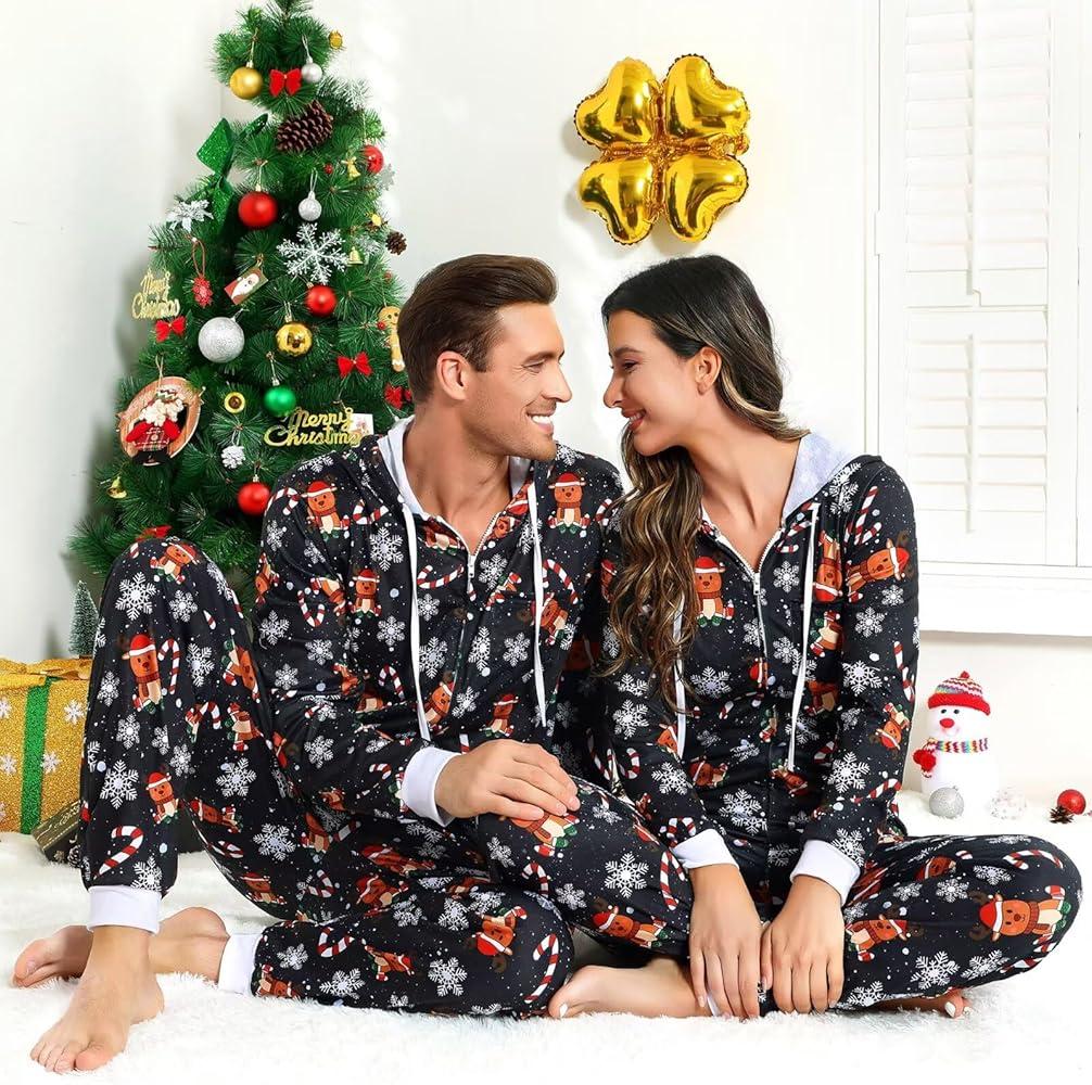 Frawirshau Christmas Onesie Pajamas For Family Couples Onesie Pajamas For Women Onesies Size 2XL