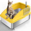 AIPERRO Stainless Steel Litter Box | XL Enclosed Cat Litter Boxes with Lid for Big Cats | High Sided, Anti-Urine Leakage | Non-Stick Bottom & Includes Litter Mat & Metal Scoop, Green