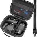 RAIACE Hard Carrying Case Compatible with Canon EOS Rebel T7 / R100 / R50, for Sony, for Nikon Camera, Protective Case with Mesh Pocket for Charger, Cables, Cards and Accessories. (case only)- Black