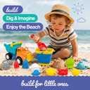STEM Engine Beach Sand Toys for Kids 20PCS Beach Toys Collapsible Bucket, Castle Building Dump Truck with Bucket Construction Toy, Sand Molds, Shovels, Toddlers Summer Outdoor Travel Toy