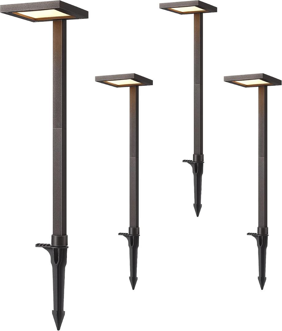EDISHINE Low Voltage Landscape Lighting, 5.6W 151LM 3000K 50,000 Hrs Waterproof LED Pathway Lights, 12V Aluminum Outdoor Landscape Lighting with Connectors for Yard, Garden, Walkway, 4 Pack