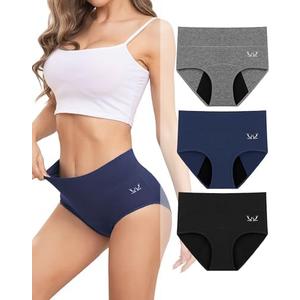 Rdiner Heavy Flow High Absorbency Period Underwear Women, Leakproof Panties Postpartum Menstrual Hipster Briefs Teens 2 Pack Black Size M