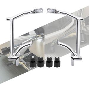 Saddle Bag Guards Crash Bars Chrome Fit for Harley Touring Street Glide FLHX Road Glide FLTRX Road King FLHR Electra Glide Ultra 09-2025 (Saddlebag Guards with Black Decorative Wheel)