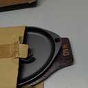 DVK 2 Cast Iron Skillet Set Sizzling Plate With Wooden Base Fajita Skillet With Removable Handle For Home Barbeque Kitchen Service